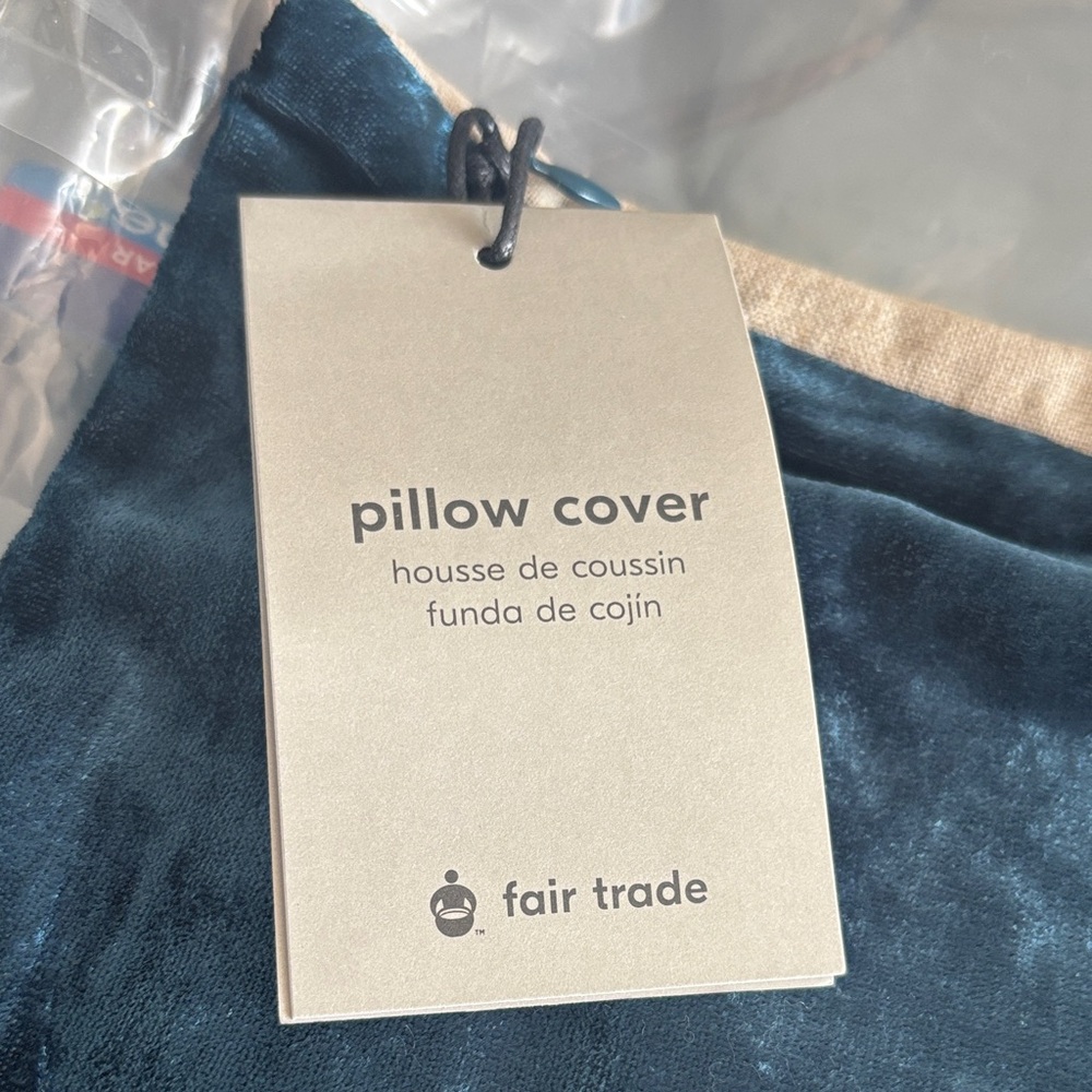 West Elm Regal Blue Velvet Pillow Cover New with Tags 20x20